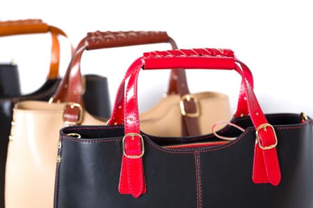 photo of genuine leather handbags